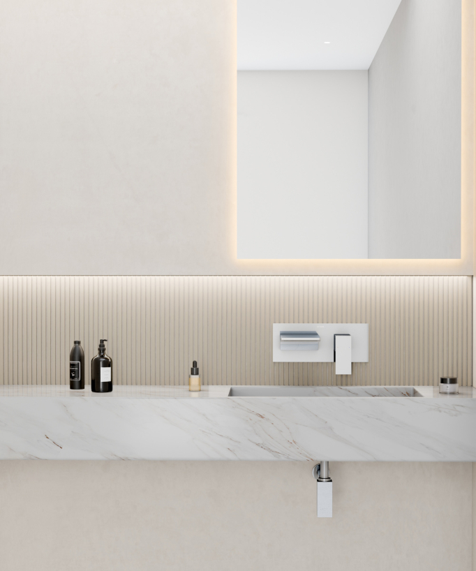 Mitigeur lavabo mural cascade Chromé - Thilia 