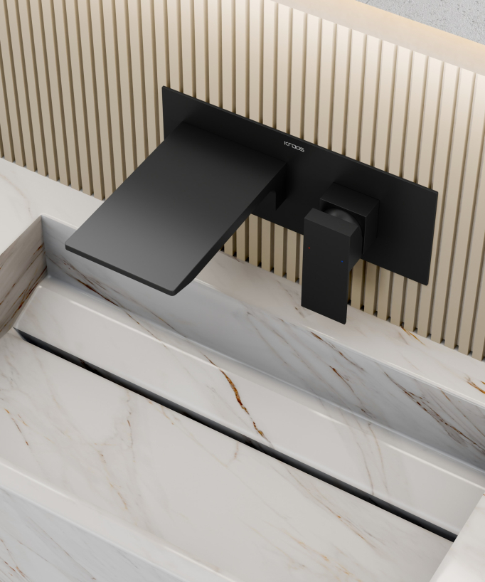 Mitigeur lavabo mural cascade Noir - Thilia 