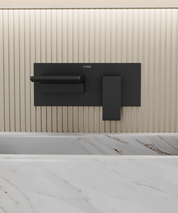 Mitigeur lavabo mural cascade Noir - Thilia 