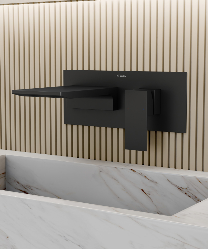 Mitigeur lavabo mural cascade Noir - Thilia 