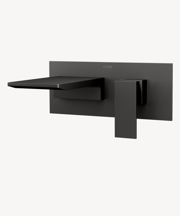 Mitigeur lavabo mural cascade Gun métal - Thilia 