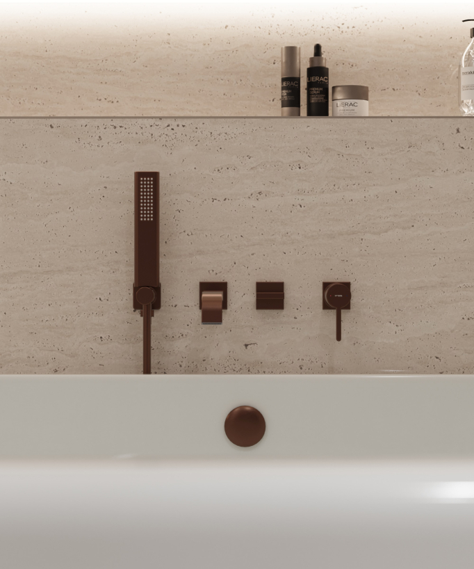 Mitigeur de bain à encastrer Or rose brossé - Fiumina