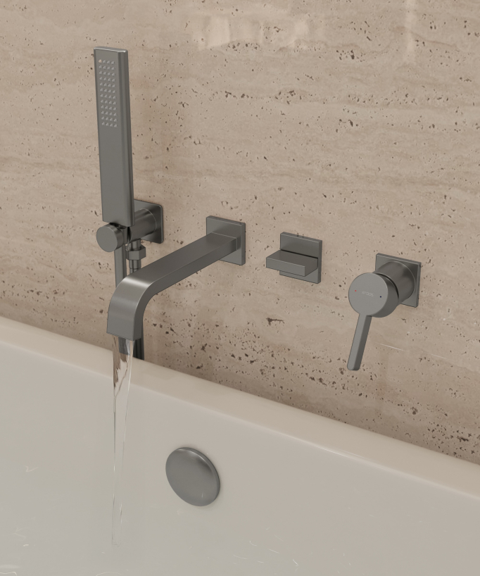 Mitigeur de bain à encastrer Gun métal - Fiumina