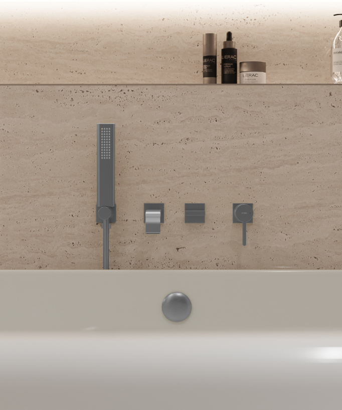 Mitigeur de bain à encastrer Gun métal - Fiumina