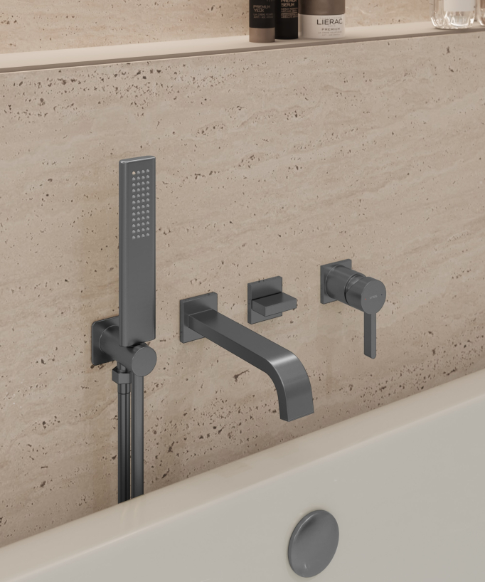 Mitigeur de bain à encastrer Gun métal - Fiumina