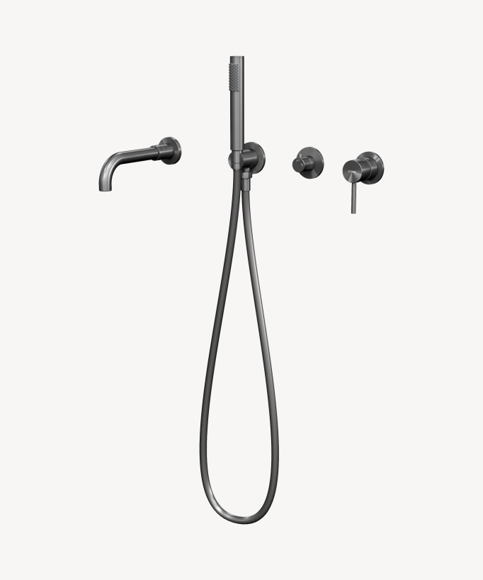 Mitigeur de baignoire à encastrer 4 trous Gun métal - Corbeau