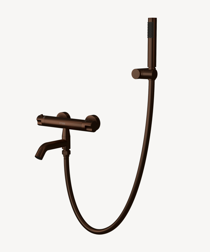 Mitigeur thermostatique de baignoire mural Moka brossé - Corbeau