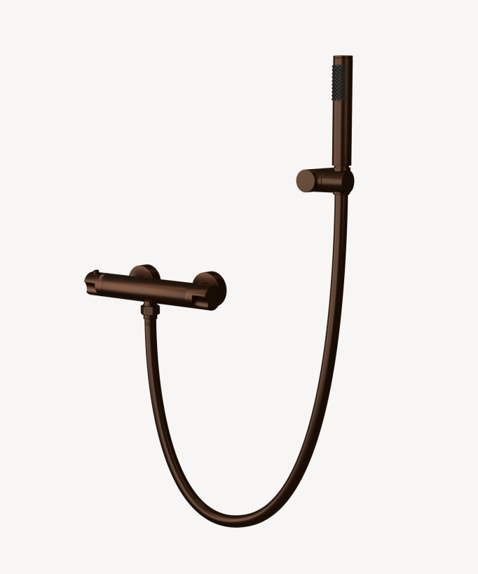 Mitigeur thermostatique de douche mural Moka brossé - Corbeau