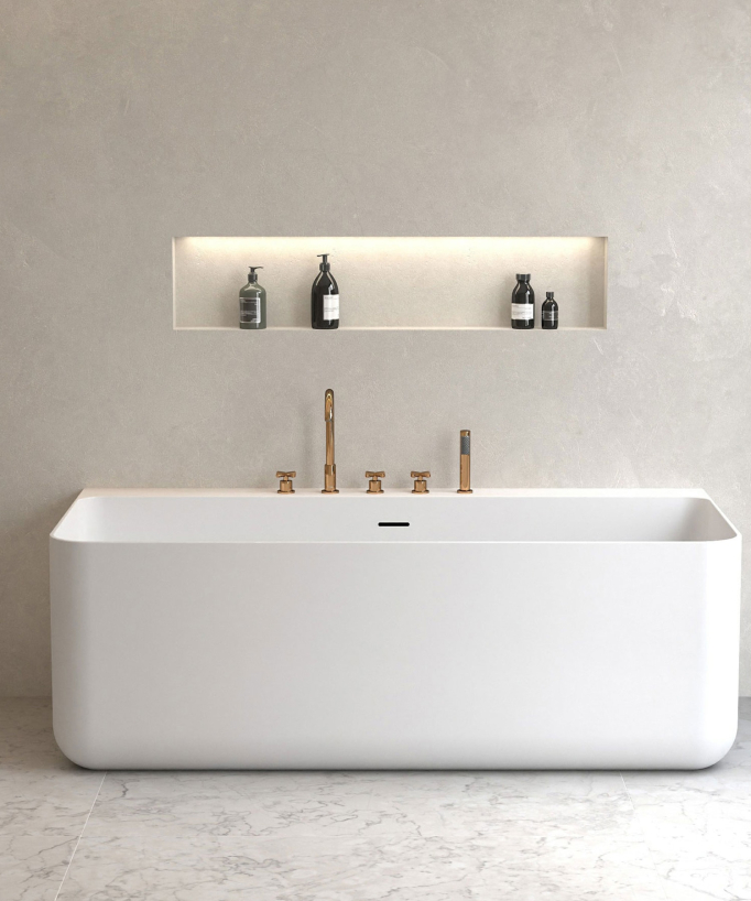 Robinet mélangeur bain-douche 5 trous sur plage Or Rose - Corbeau