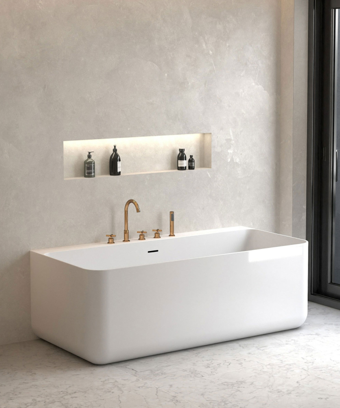 Robinet mélangeur bain-douche 5 trous sur plage Or Rose - Corbeau