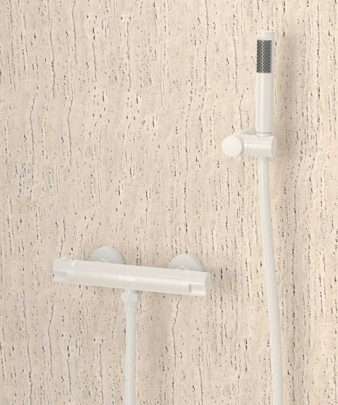 Mitigeur thermostatique de douche mural Blanc - Corbeau