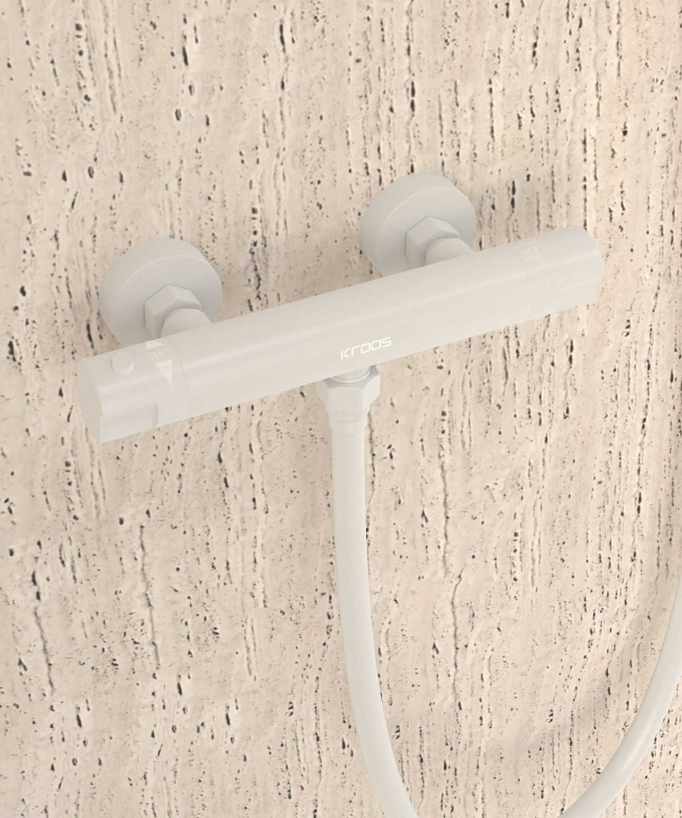 Mitigeur thermostatique de douche mural Blanc - Corbeau