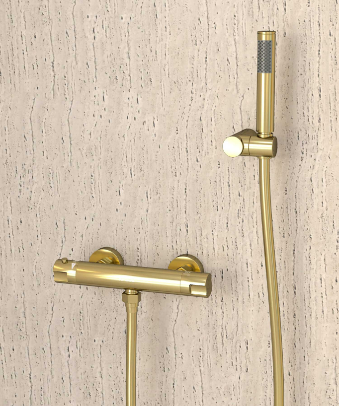 Mitigeur thermostatique de douche mural Doré - Corbeau