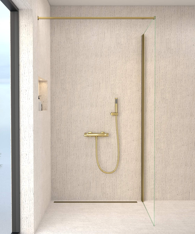 Mitigeur thermostatique de douche mural Doré - Corbeau