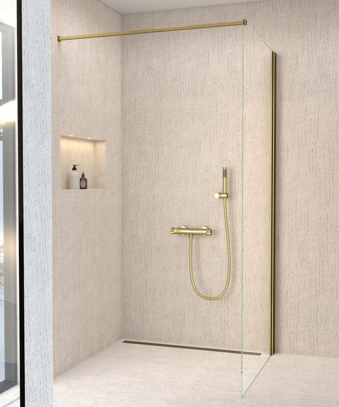 Mitigeur thermostatique de douche mural Doré - Corbeau