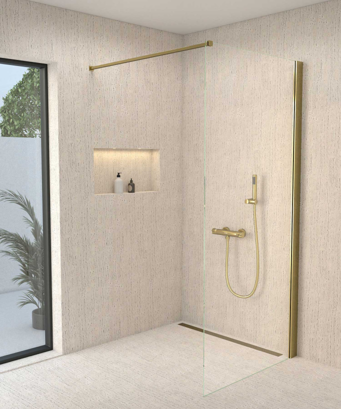 Mitigeur thermostatique de douche mural Doré - Corbeau
