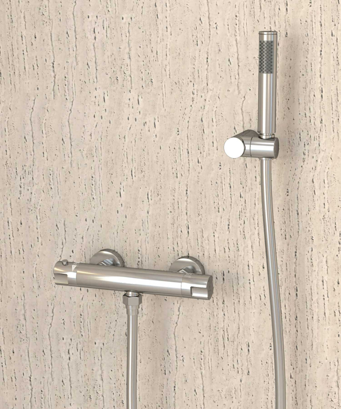 Mitigeur thermostatique de douche mural Chromé - Corbeau