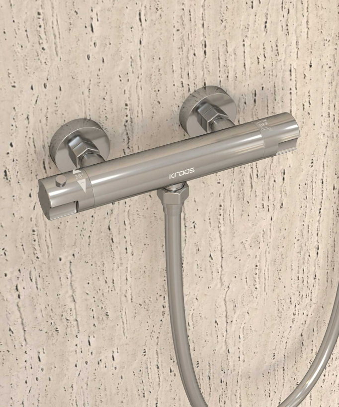 Mitigeur thermostatique de douche mural Chromé - Corbeau