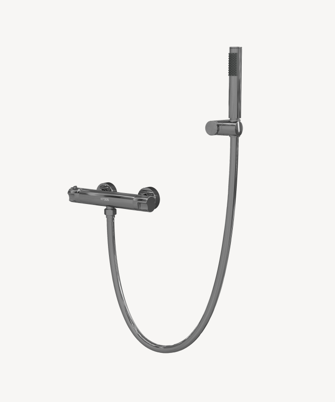 Mitigeur thermostatique de douche mural Chromé - Corbeau