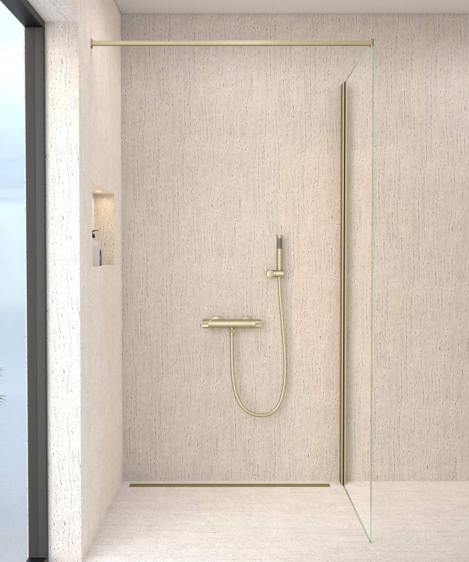 Mitigeur thermostatique de douche mural Doré brossé - Corbeau
