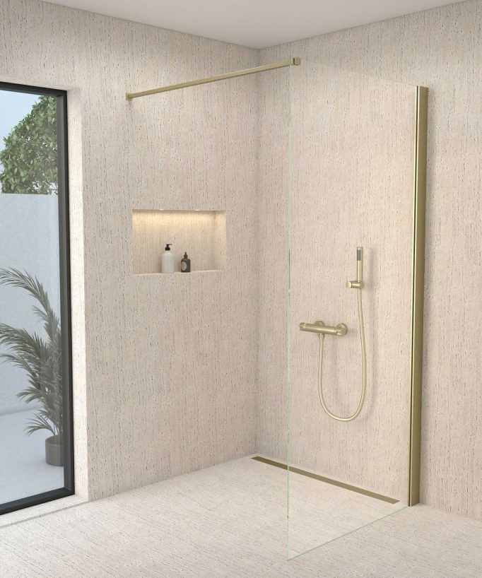 Mitigeur thermostatique de douche mural Doré brossé - Corbeau