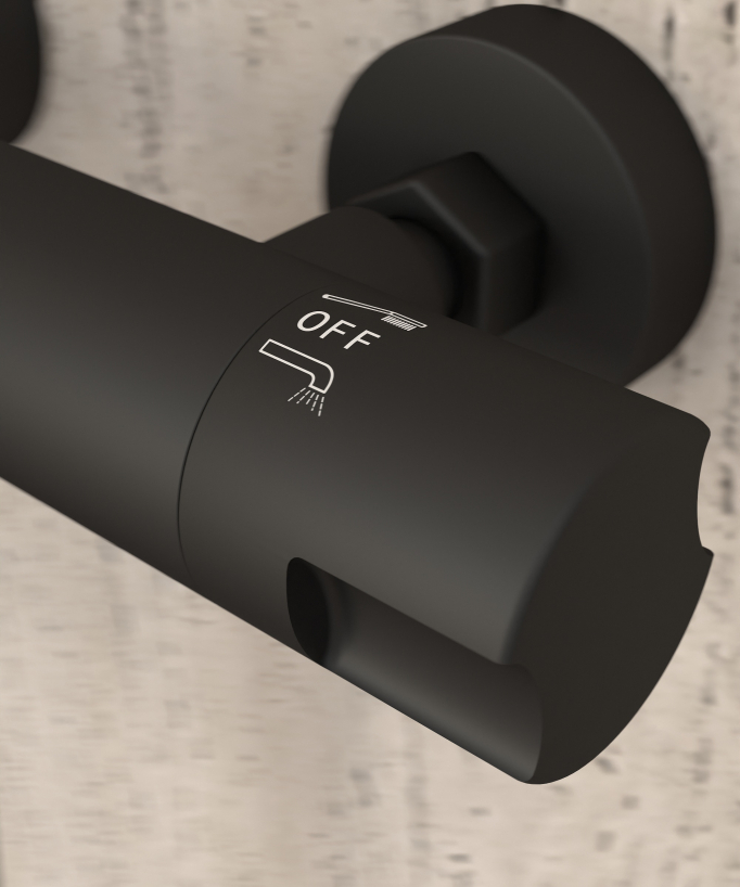 Mitigeur thermostatique de douche mural Noir - Corbeau