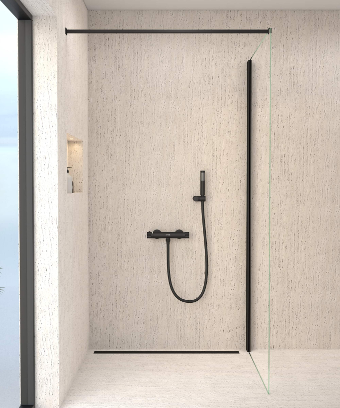 Mitigeur thermostatique de douche mural Noir - Corbeau