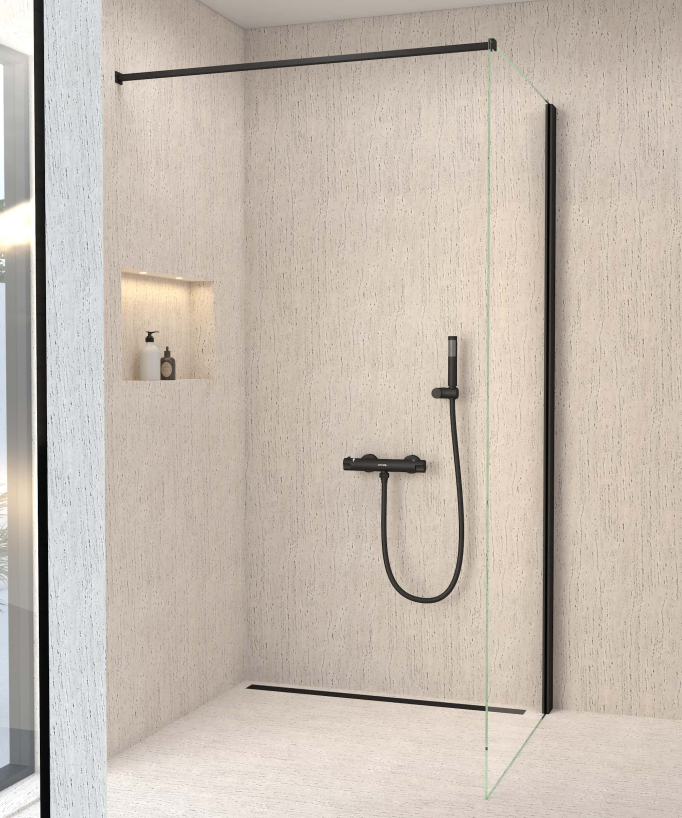 Mitigeur thermostatique de douche mural Noir - Corbeau