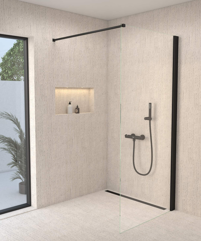 Mitigeur thermostatique de douche mural Noir - Corbeau