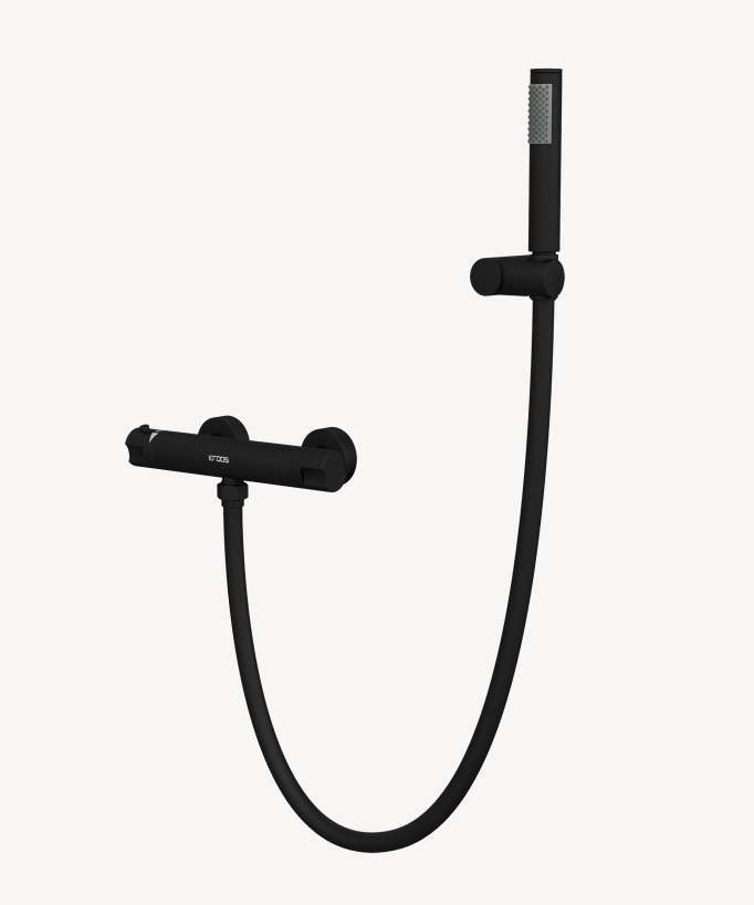 Mitigeur thermostatique de douche mural Noir - Corbeau