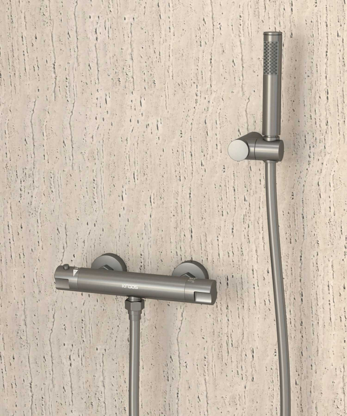Mitigeur thermostatique de douche mural Gun métal - Corbeau