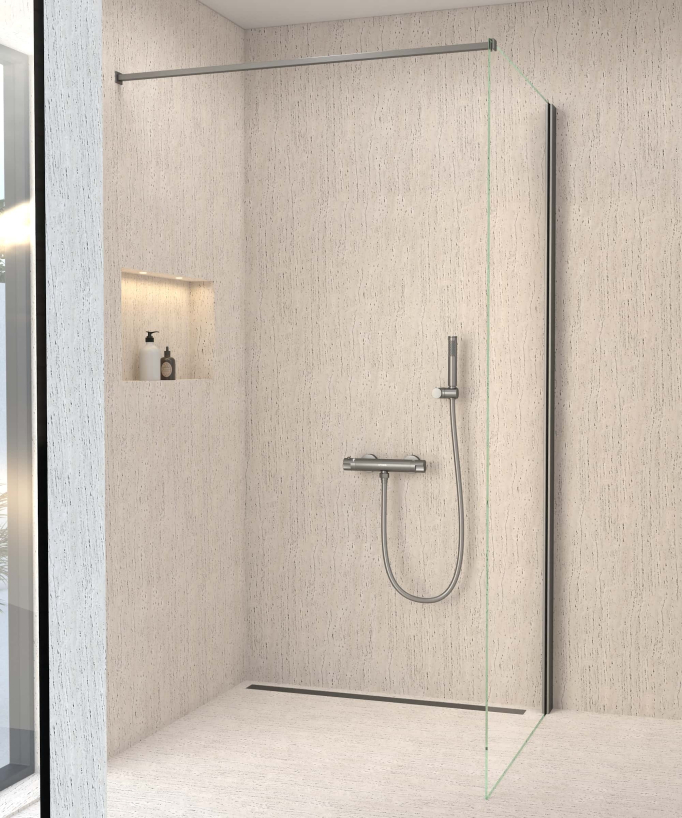 Mitigeur thermostatique de douche mural Gun métal - Corbeau