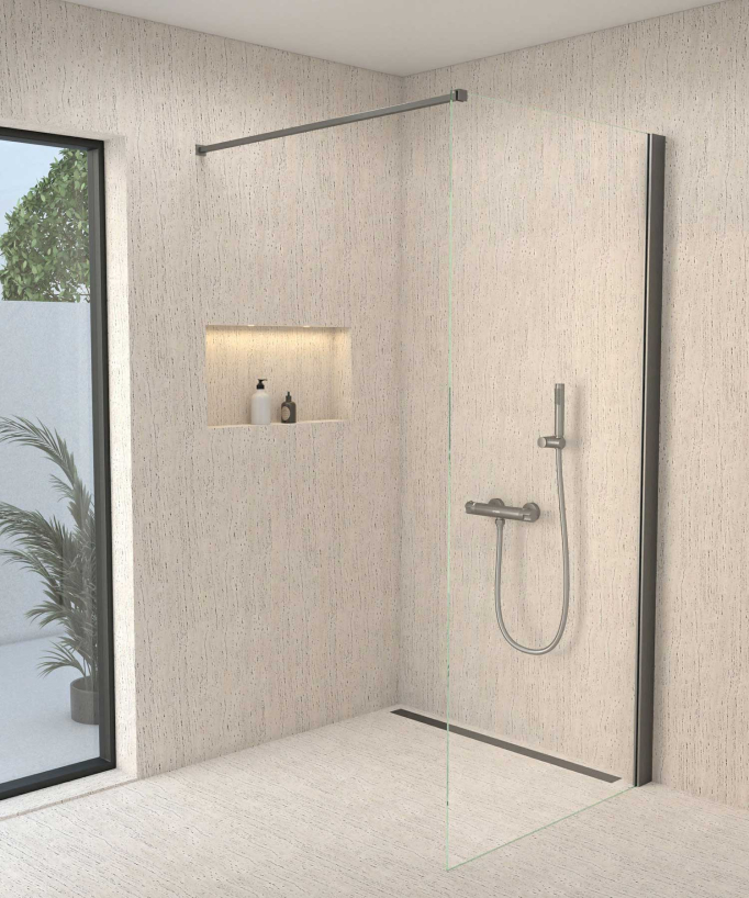 Mitigeur thermostatique de douche mural Gun métal - Corbeau