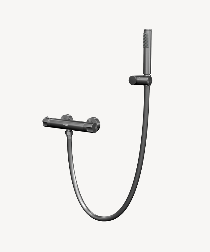 Mitigeur thermostatique de douche mural Gun métal - Corbeau