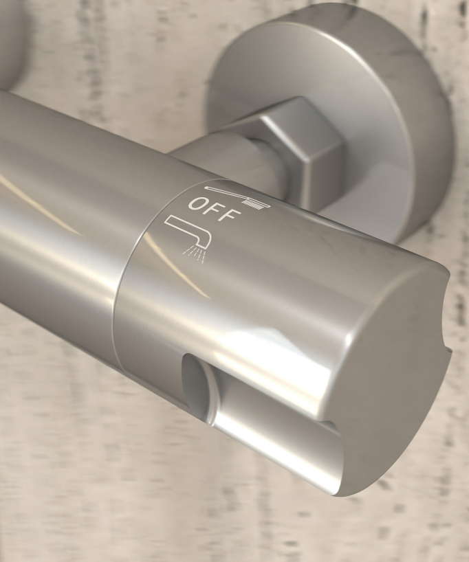 Mitigeur thermostatique de douche mural Nickel brossé - Corbeau