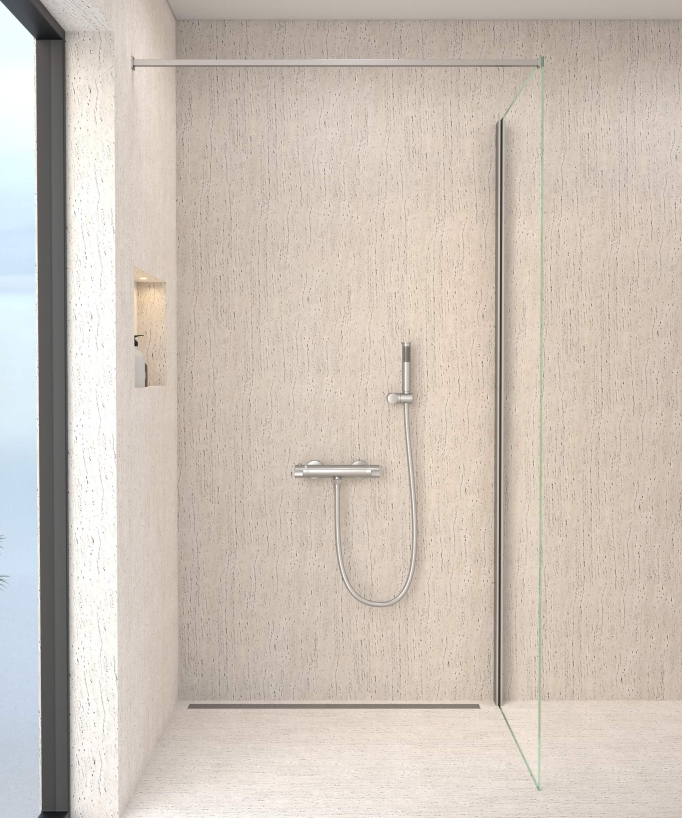 Mitigeur thermostatique de douche mural Nickel brossé - Corbeau