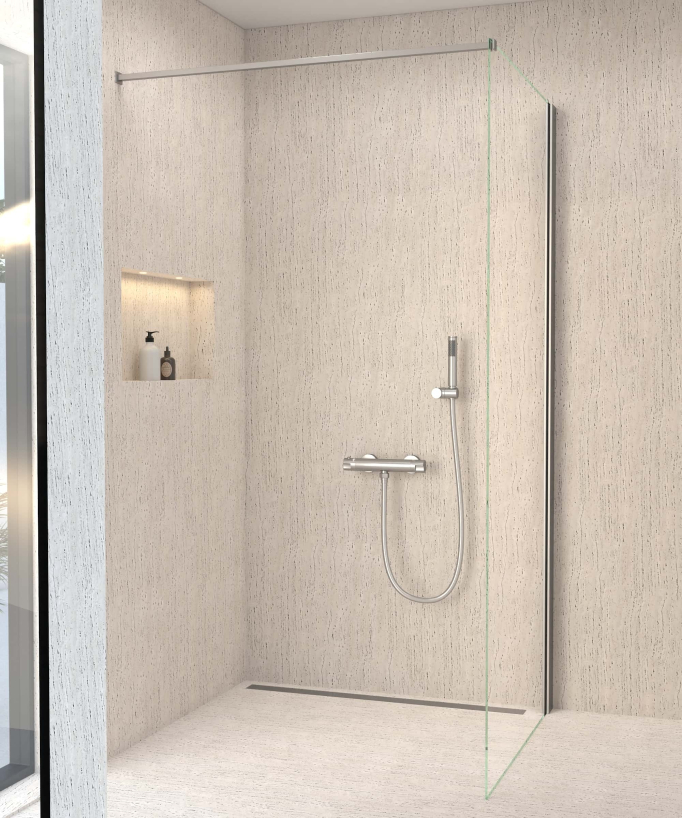 Mitigeur thermostatique de douche mural Nickel brossé - Corbeau