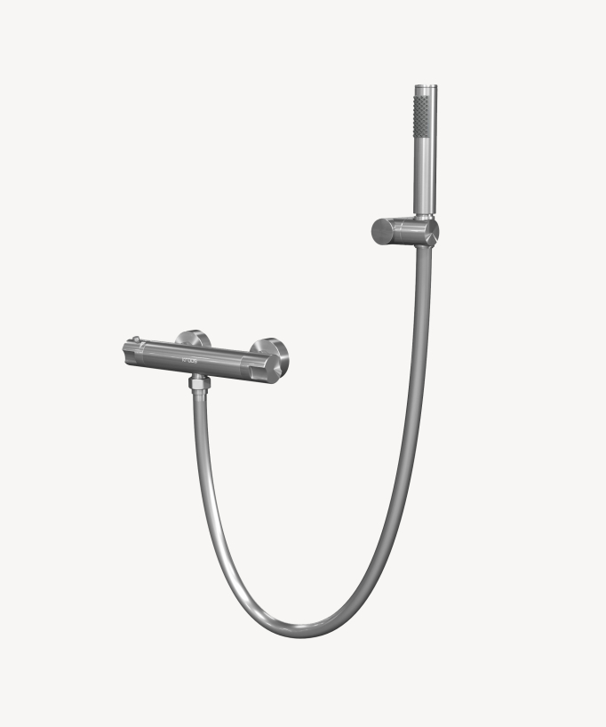 Mitigeur thermostatique de douche mural Nickel brossé - Corbeau