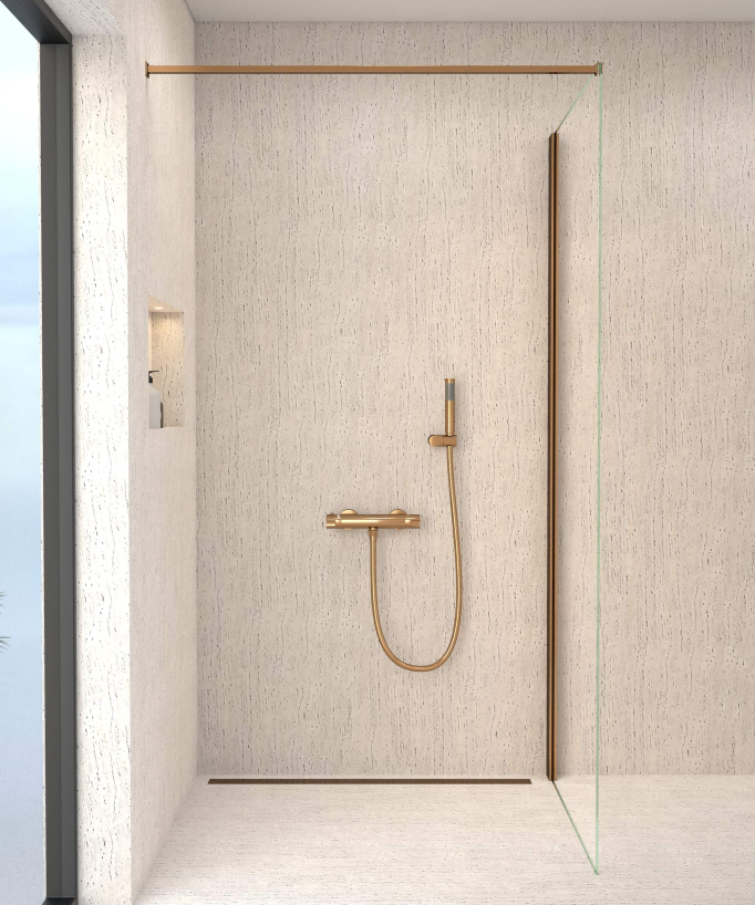 Mitigeur thermostatique de douche mural Or rose - Corbeau