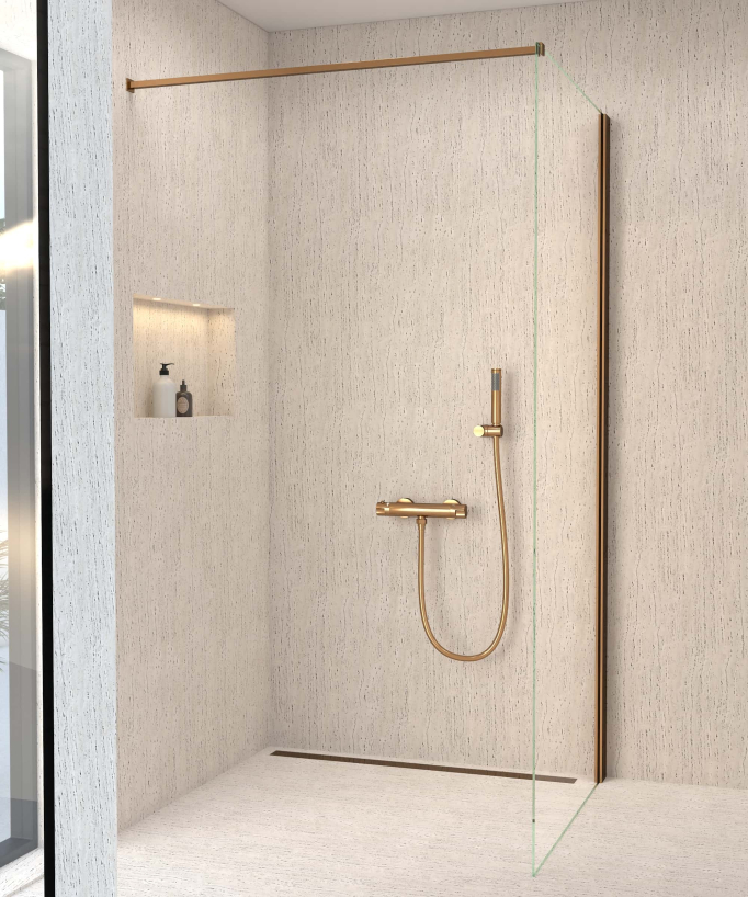 Mitigeur thermostatique de douche mural Or rose - Corbeau