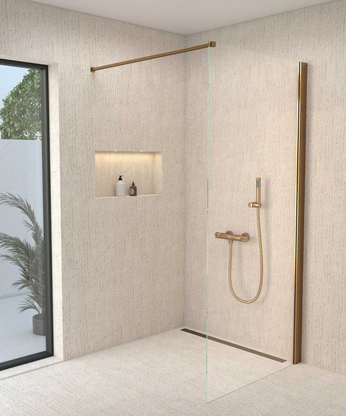 Mitigeur thermostatique de douche mural Or rose - Corbeau