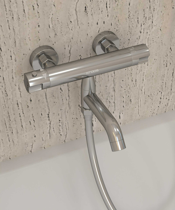 Mitigeur thermostatique de baignoire mural - Corbeau