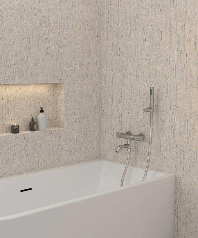 Mitigeur thermostatique de baignoire mural Chromé - Corbeau