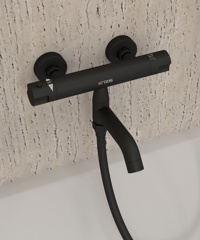 Mitigeur thermostatique de baignoire mural - Corbeau