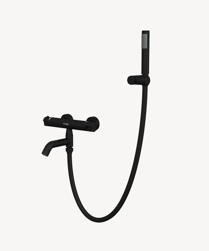 Mitigeur thermostatique de baignoire mural Noir - Corbeau