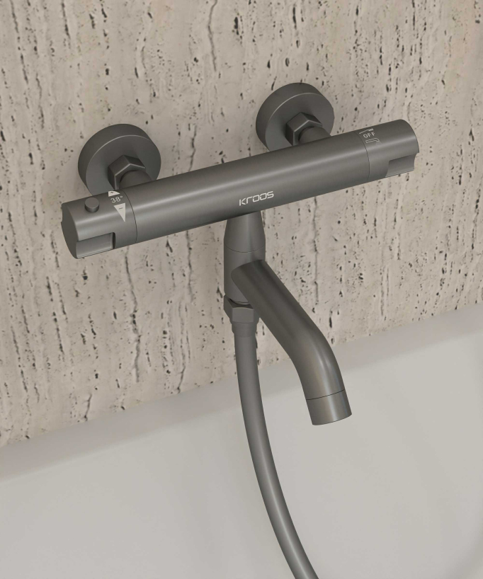 Mitigeur thermostatique de baignoire mural - Corbeau