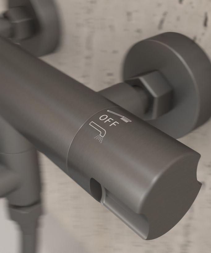 Mitigeur thermostatique de baignoire mural Gun métal - Corbeau