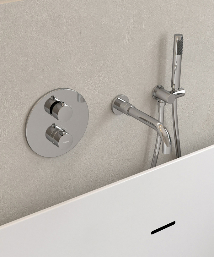 Mitigeur thermostatique de baignoire à encastrer Chromé - Corbeau