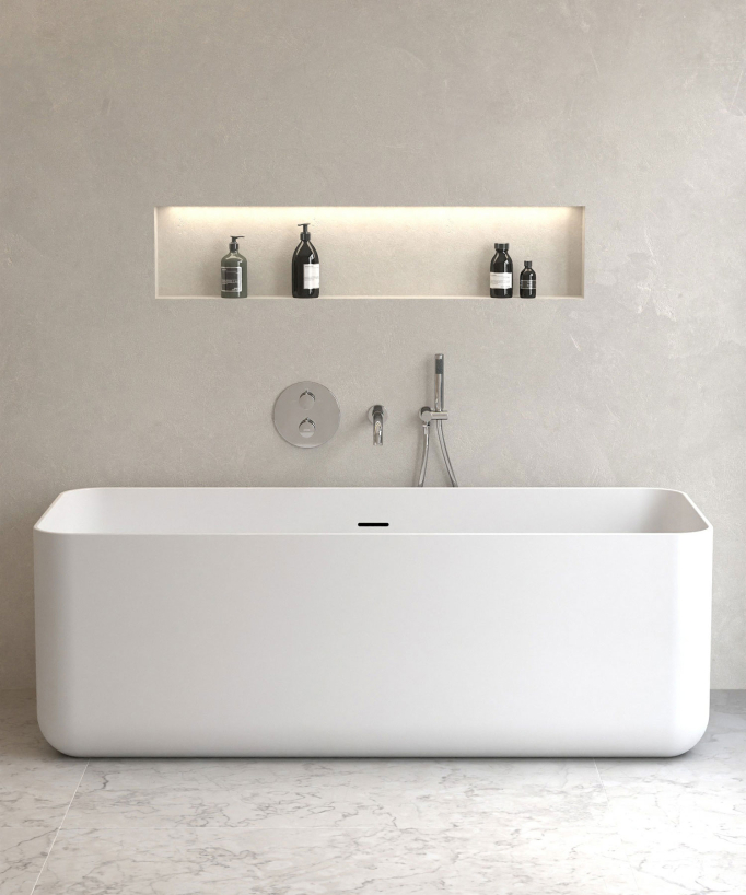 Mitigeur thermostatique de baignoire à encastrer Chromé - Corbeau