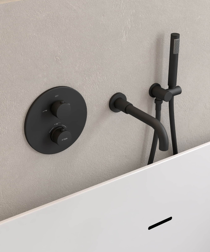 Mitigeur thermostatique de baignoire à encastrer Noir - Corbeau